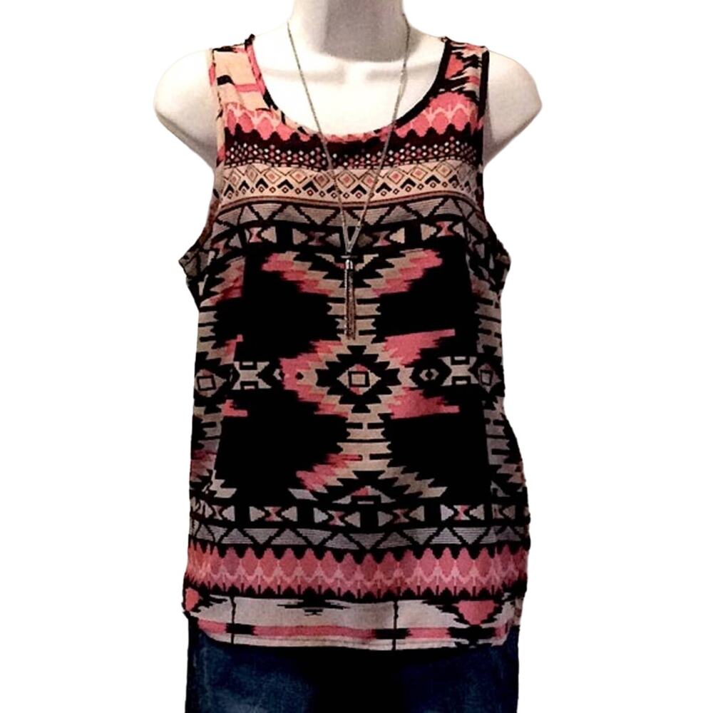 Southwestern Tribal Sleeveless Top Black